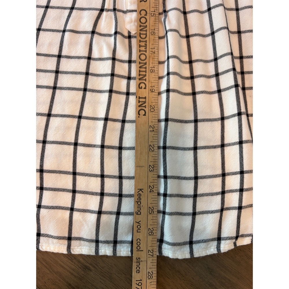 Vince Camuto Women 2X White Black Windowpane Plaid Ruffle Sleeve Blouse Top - Picture 5 of 8